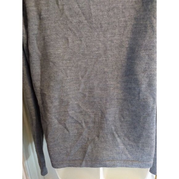 Michael Kors Full Zip Cardigan Gray Front Pockets Faux Leather Shoulders Sz M - Picture 5 of 8